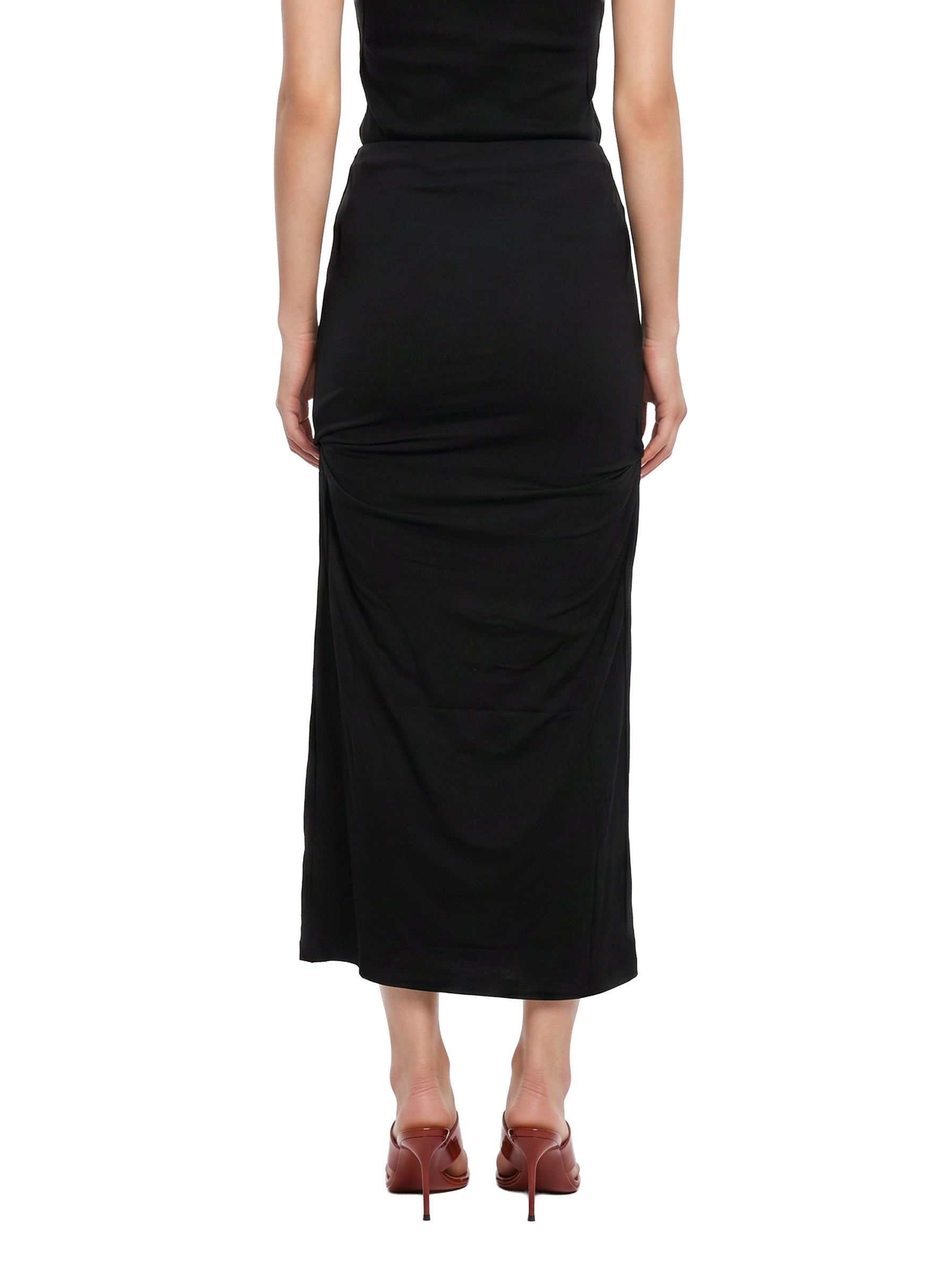 Gonna midi drappeggiata in nero 