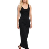 Gonna midi drappeggiata in nero 