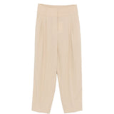 Pantaloni a vita alta con pieghe in beige Toteme - donna 