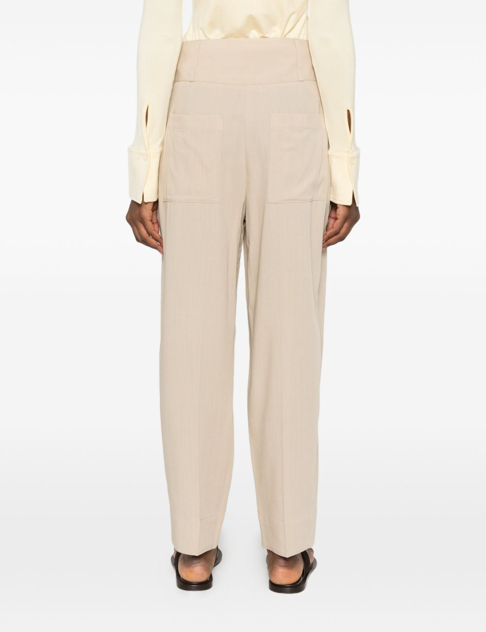 Pantaloni a vita alta con pieghe in beige Toteme - donna 