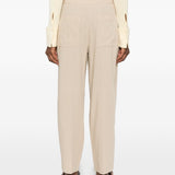 Pantaloni a vita alta con pieghe in beige Toteme - donna 