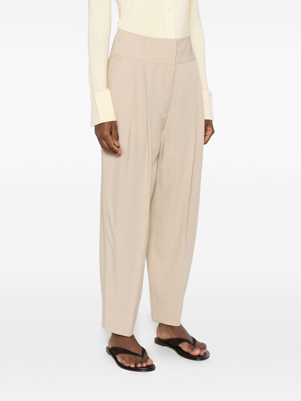 Pantaloni a vita alta con pieghe in beige Toteme - donna 