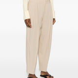 Pantaloni a vita alta con pieghe in beige Toteme - donna 