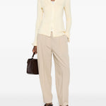 Pantaloni a vita alta con pieghe in beige Toteme - donna 
