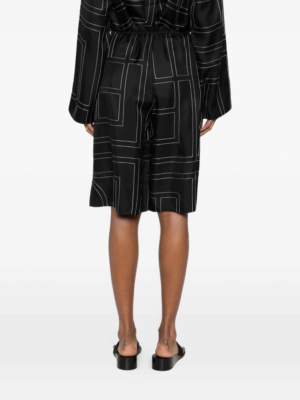 Pantaloncini con stampa monogramma in nero Toteme - donna 