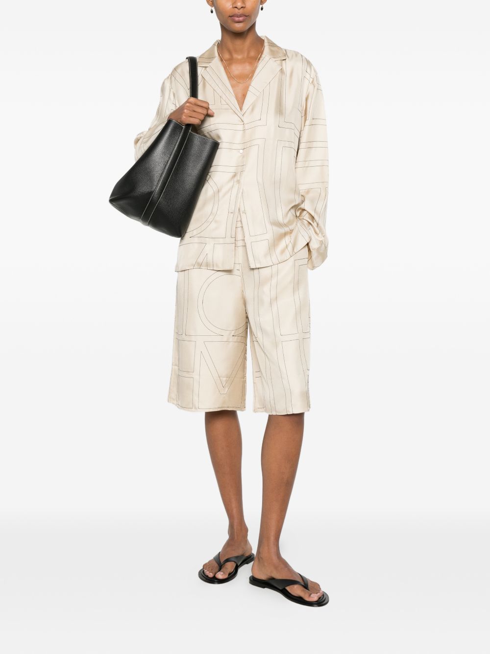 Pantaloncini con stampa monogramma in beige Toteme - donna 