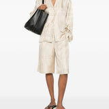 Pantaloncini con stampa monogramma in beige Toteme - donna 