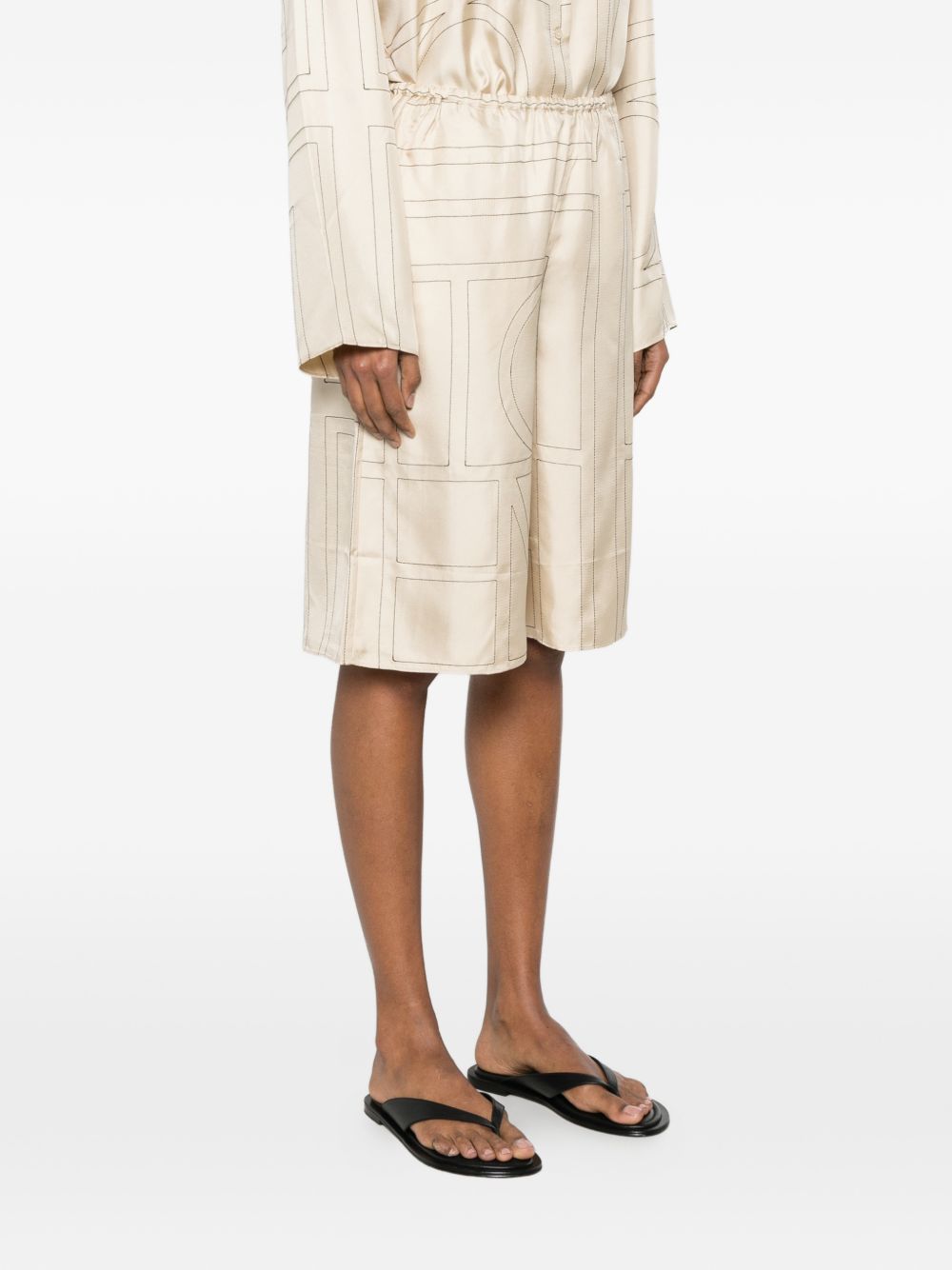Pantaloncini con stampa monogramma in beige Toteme - donna 