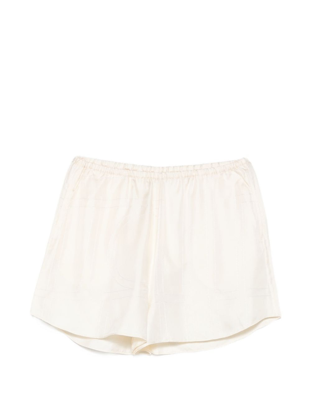 Pantaloncini di seta con monogramma ricamato in beige Toteme - donna 