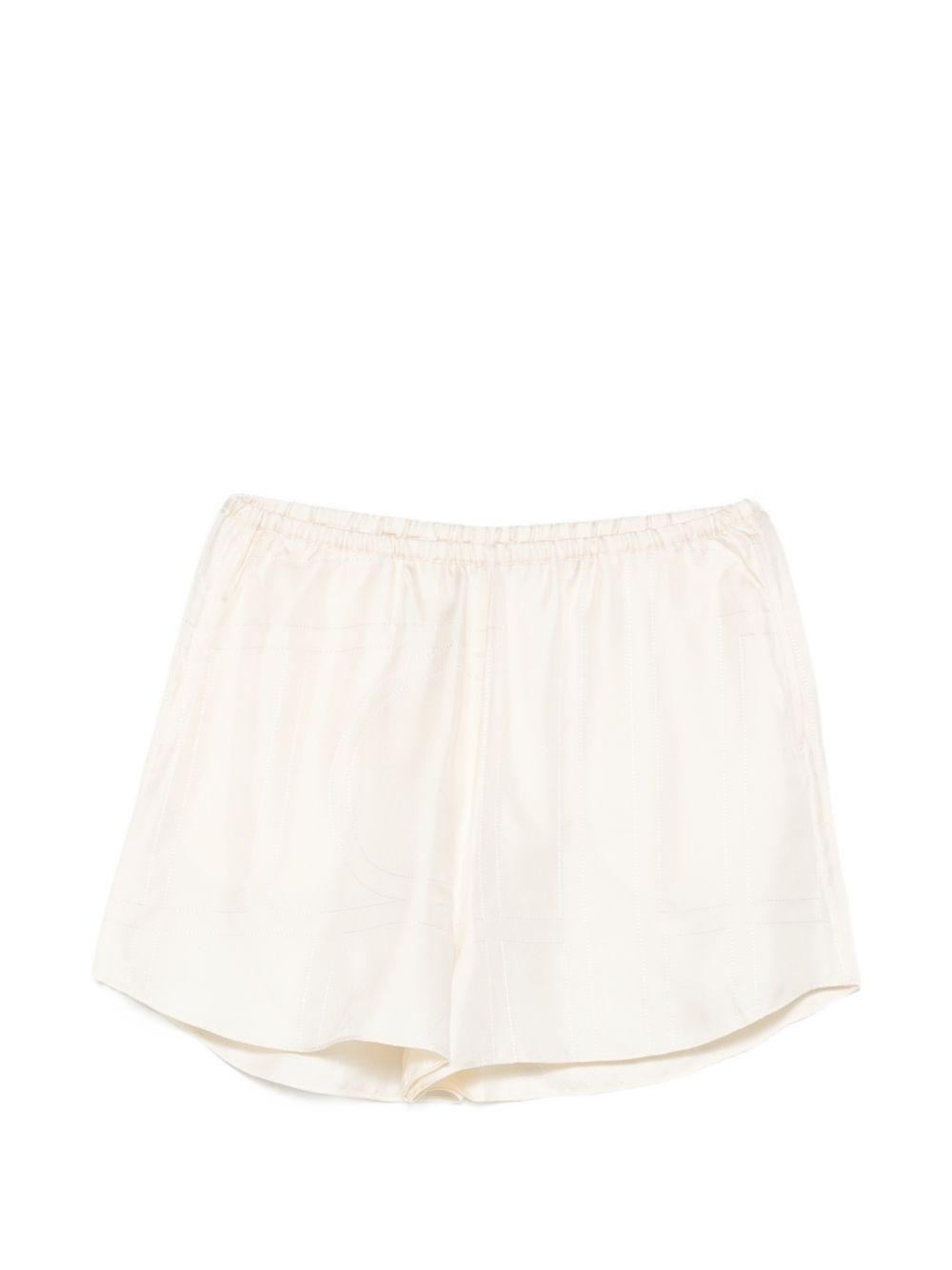 Pantaloncini di seta con monogramma ricamato in beige Toteme - donna 