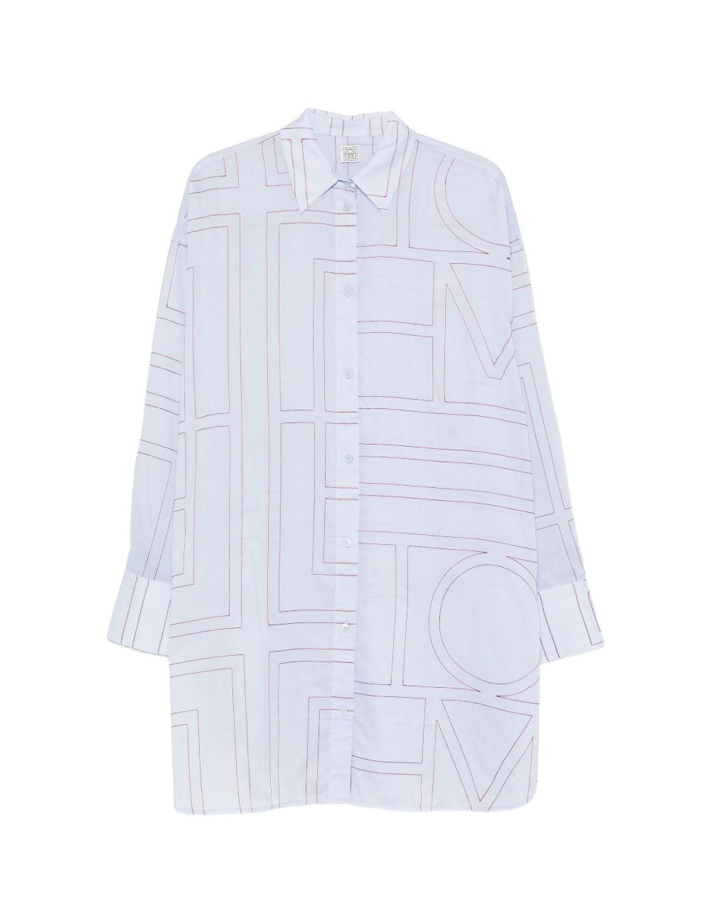 Camicia con stampa logo in azzurro 