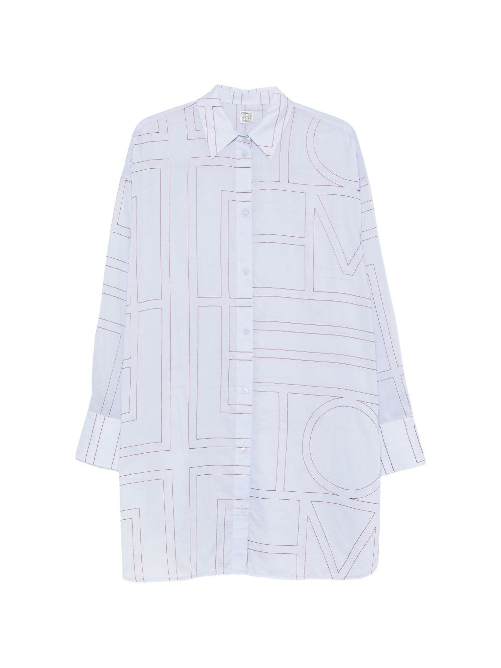 Camicia con stampa logo in azzurro 