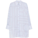 Camicia con stampa logo in azzurro 
