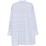 Camicia con stampa logo in azzurro 