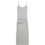 Abito midi con drapeggio in grigio 