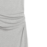 Abito midi con drapeggio in grigio 