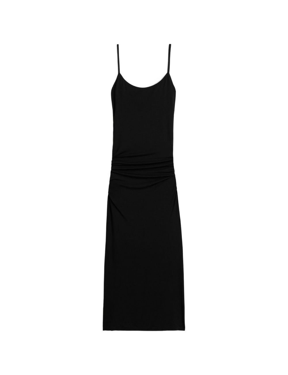 Abito midi con drappeggio in nero 