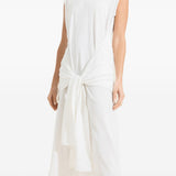 Abito midi con cintura in vita in bianco 