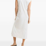 Abito midi con cintura in vita in bianco 