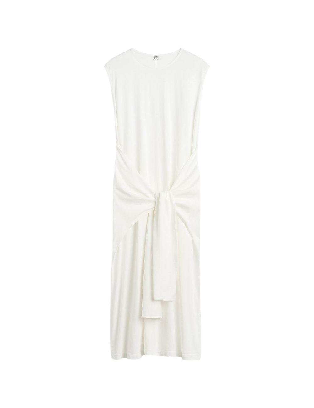 Abito midi con cintura in vita in bianco 