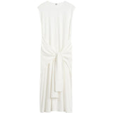 Abito midi con cintura in vita in bianco 