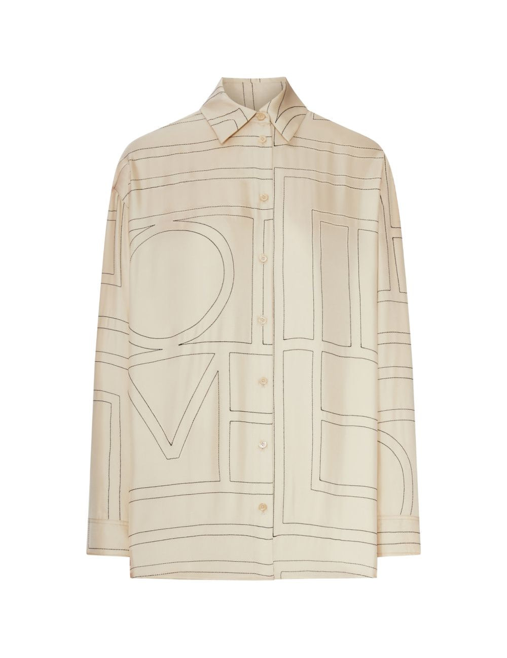 Camicia con monogramma in beige 
