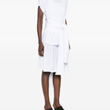 Top con nodo in vita in bianco 