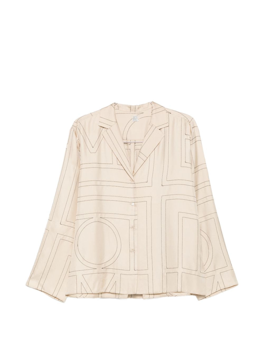 Camicia con stampa monogramma in beige 