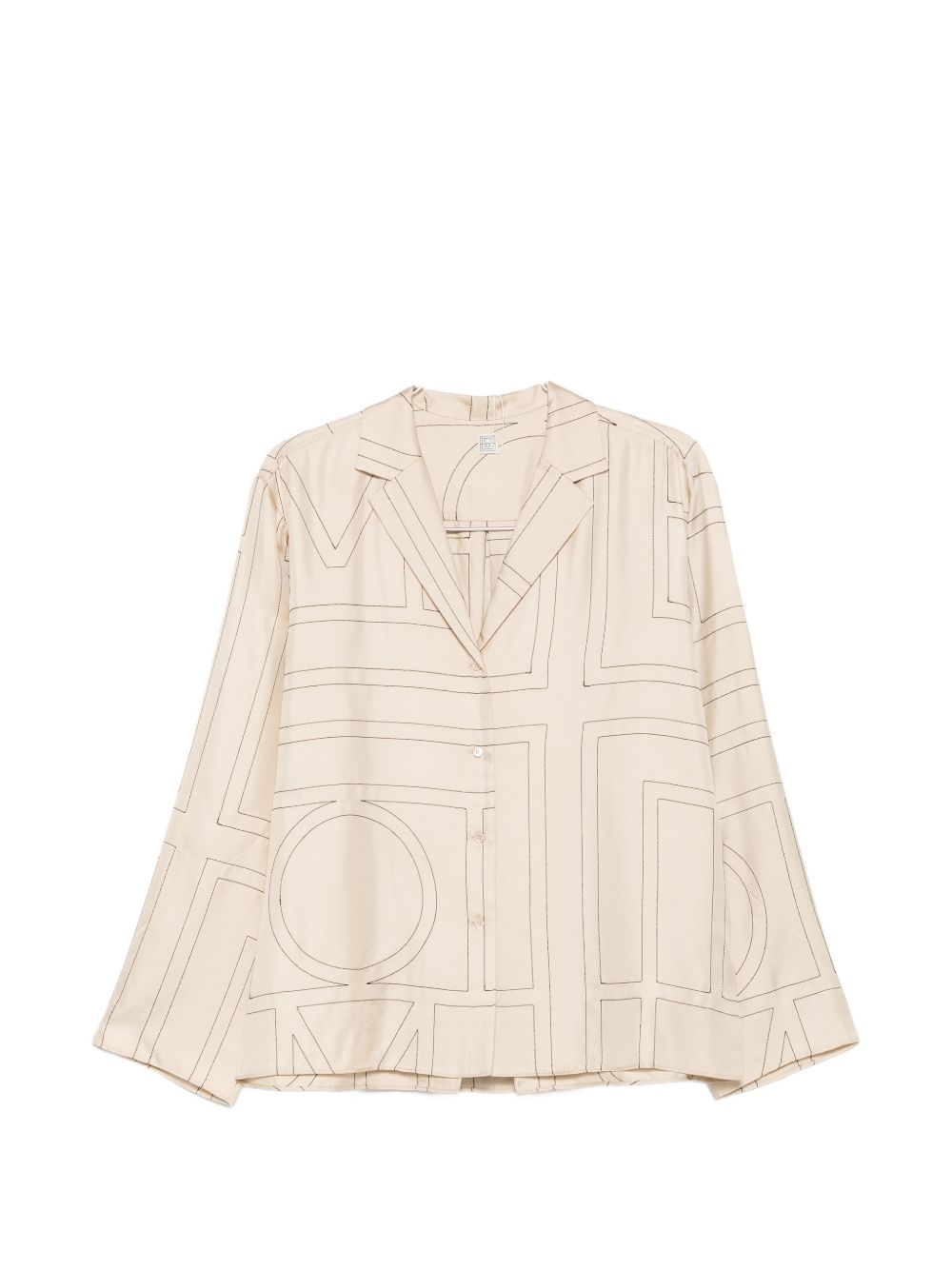 Camicia con stampa monogramma in beige 
