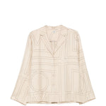 Camicia con stampa monogramma in beige 