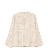 Camicia con stampa monogramma in beige 