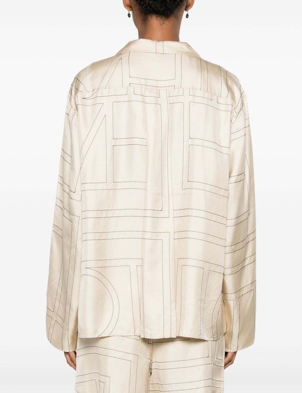 Camicia con stampa monogramma in beige 