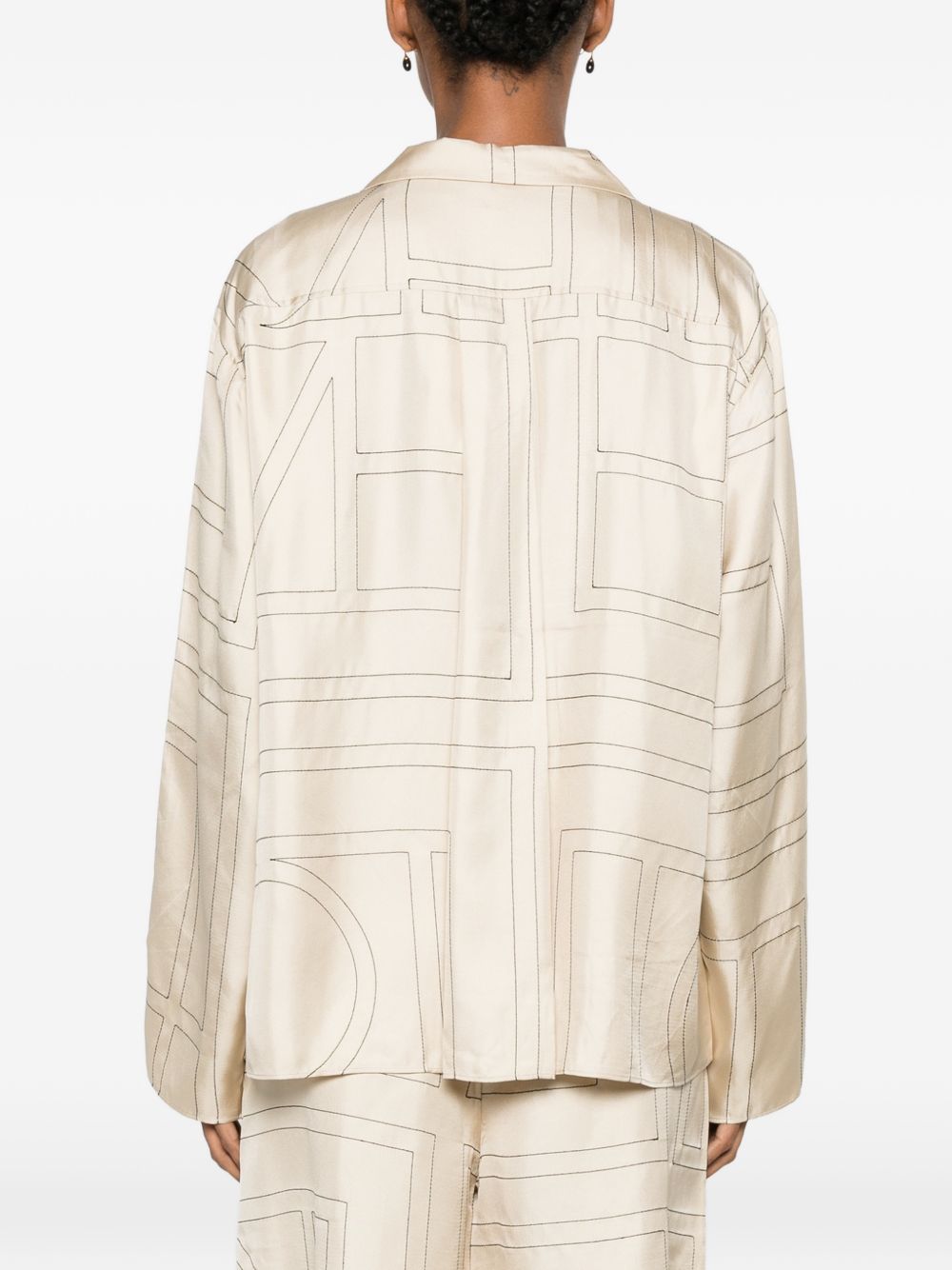 Camicia con stampa monogramma in beige 