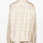 Camicia con stampa monogramma in beige 