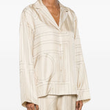 Camicia con stampa monogramma in beige 