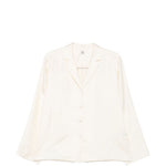 Camicia con stampa monogramma in avorio 