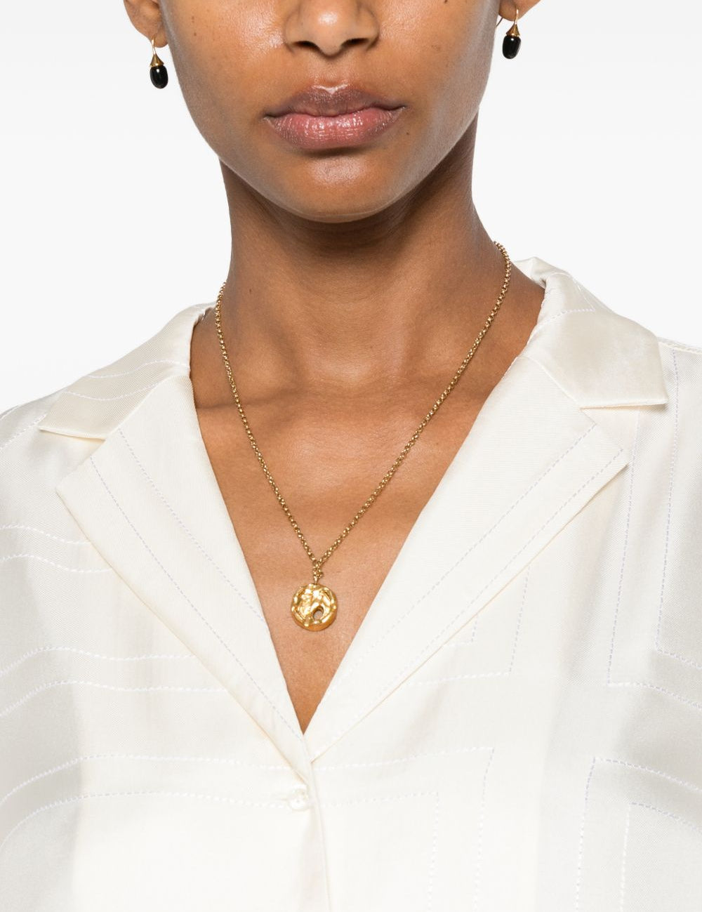 Camicia con stampa monogramma in avorio 