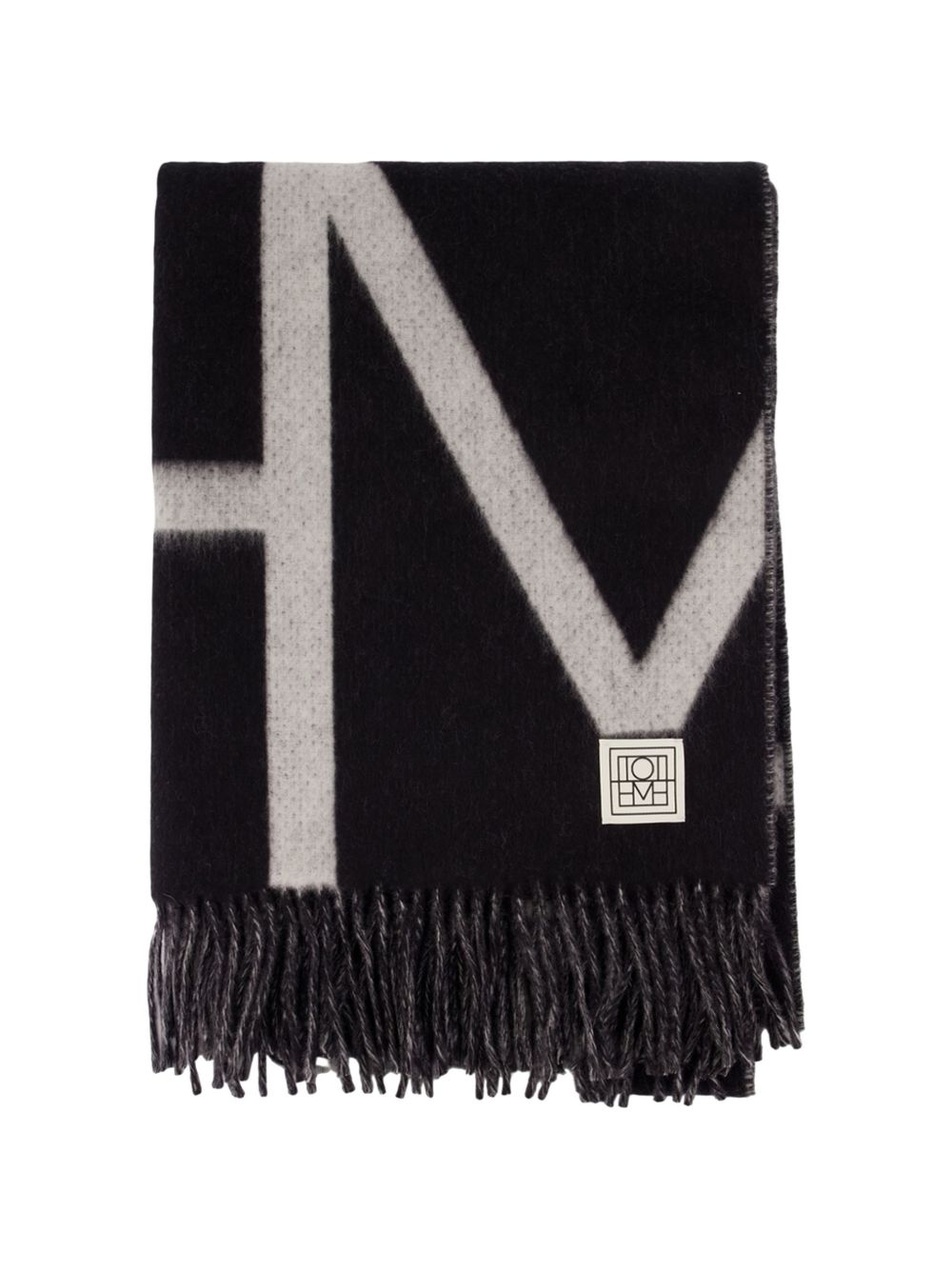 Sciarpa con monogramma in nero 