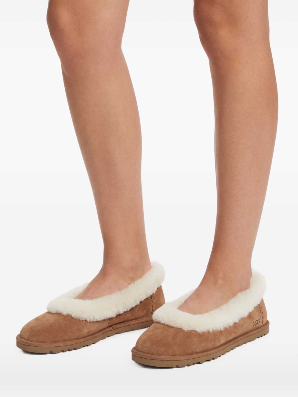 Ballerine con bordi in pelliccia in marrone 