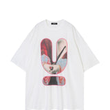 T-shirt a maniche corte con stampa in bianco 