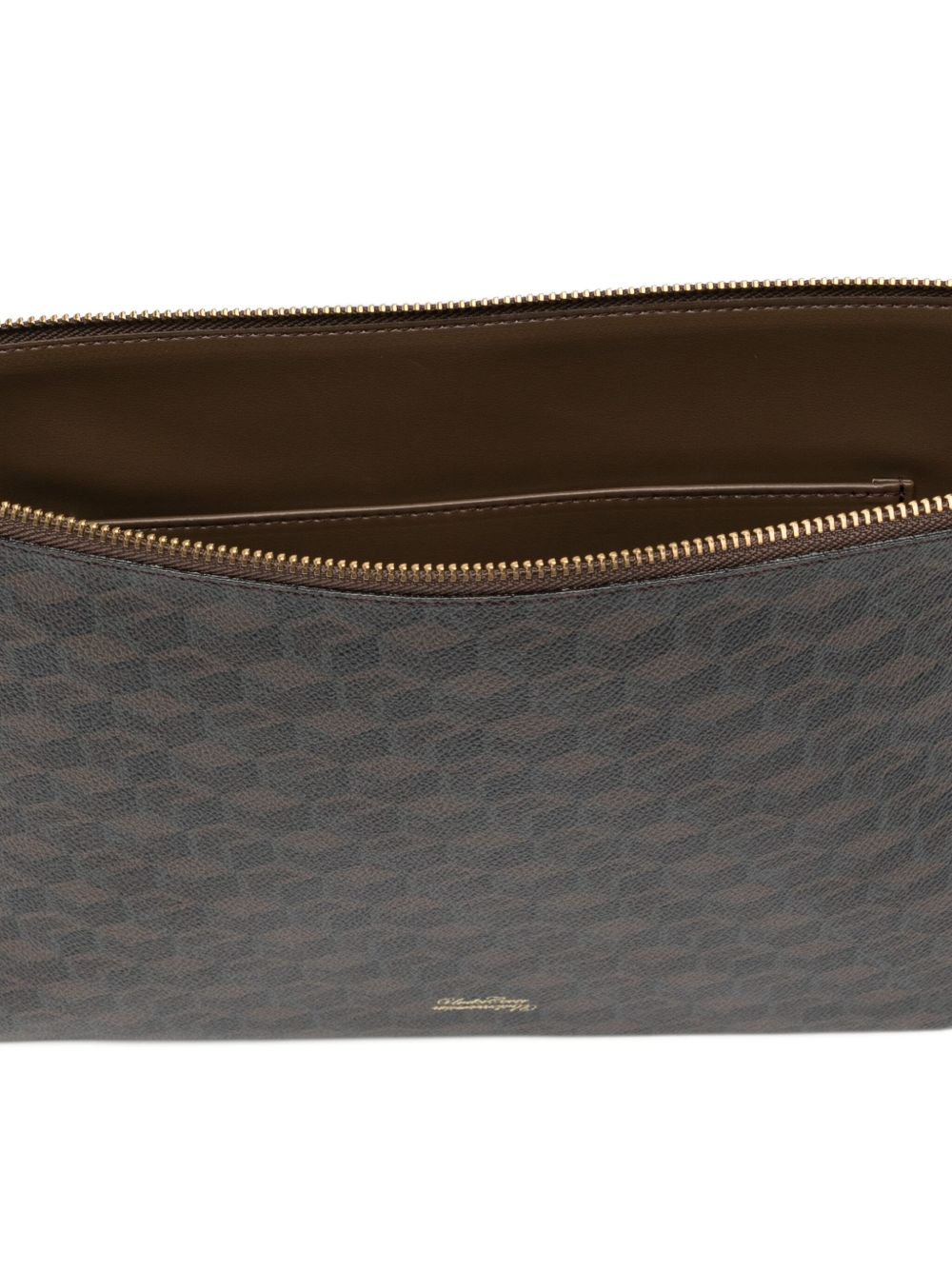 Clutch con monogramma in marrone 