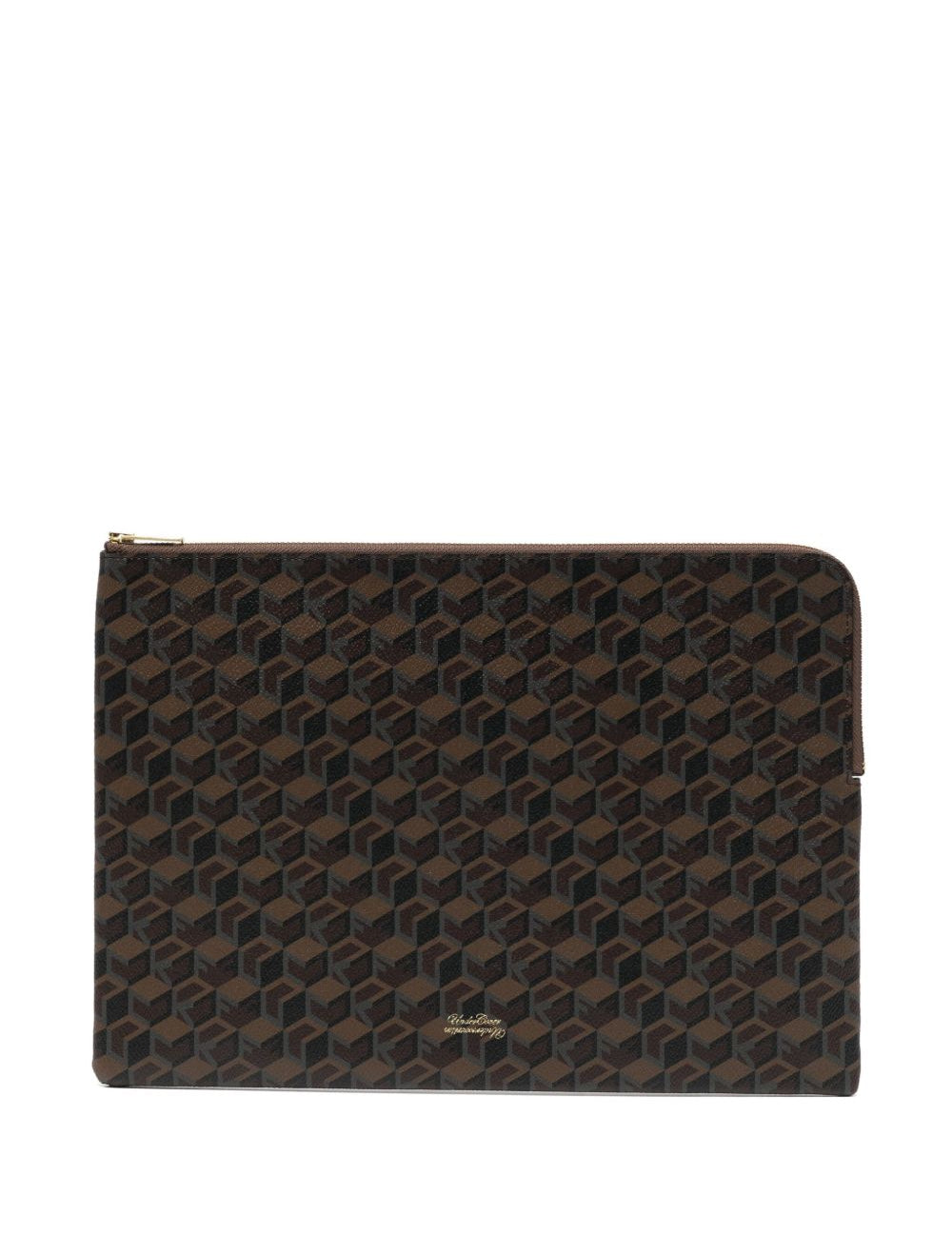 Clutch con monogramma in marrone 