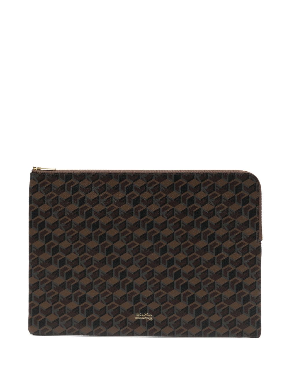 Clutch con monogramma in marrone 