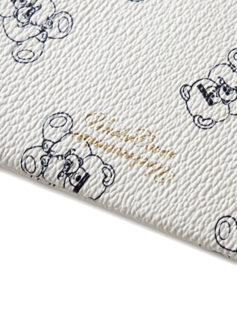 Portafogli con zip e stampa Teddy in bianco 