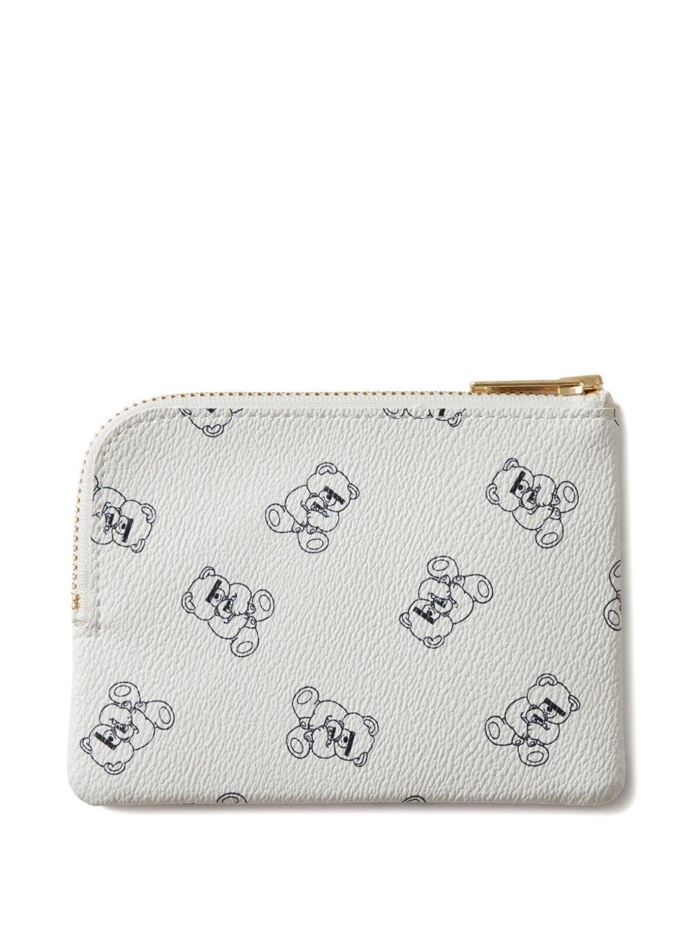 Portafogli con zip e stampa Teddy in bianco 