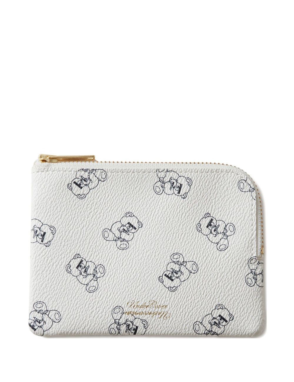 Portafogli con zip e stampa Teddy in bianco 