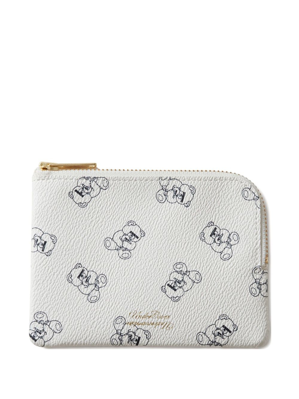 Portafogli con zip e stampa Teddy in bianco 
