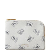 Portafogli con zip e stampa Teddy in bianco 