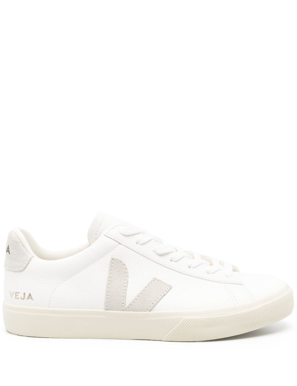 Sneakers basse campo in bianco e beige 