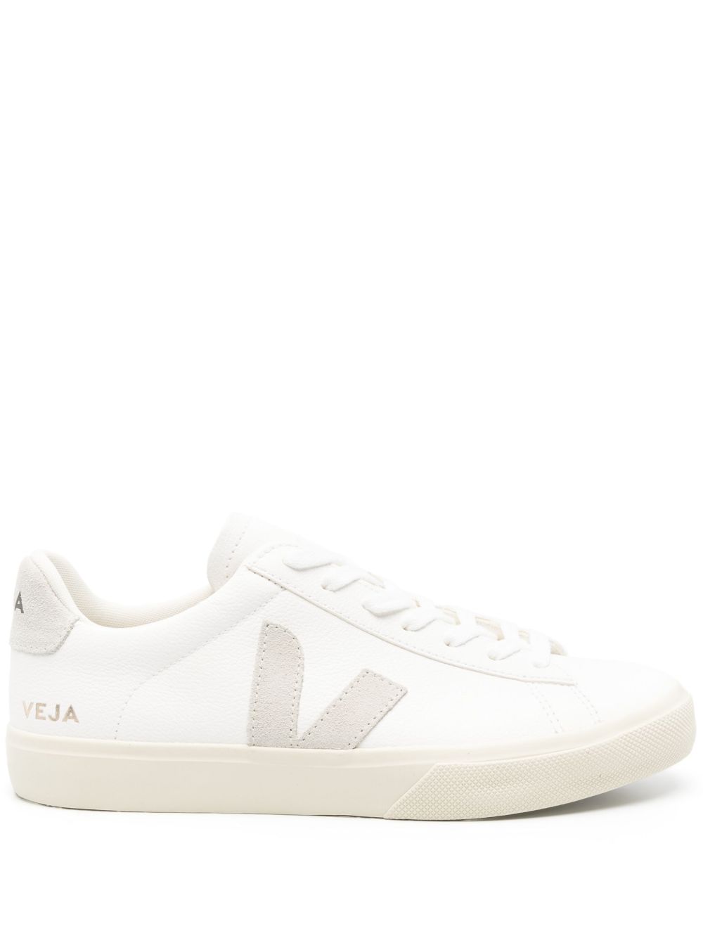 Sneakers basse campo in bianco e beige 